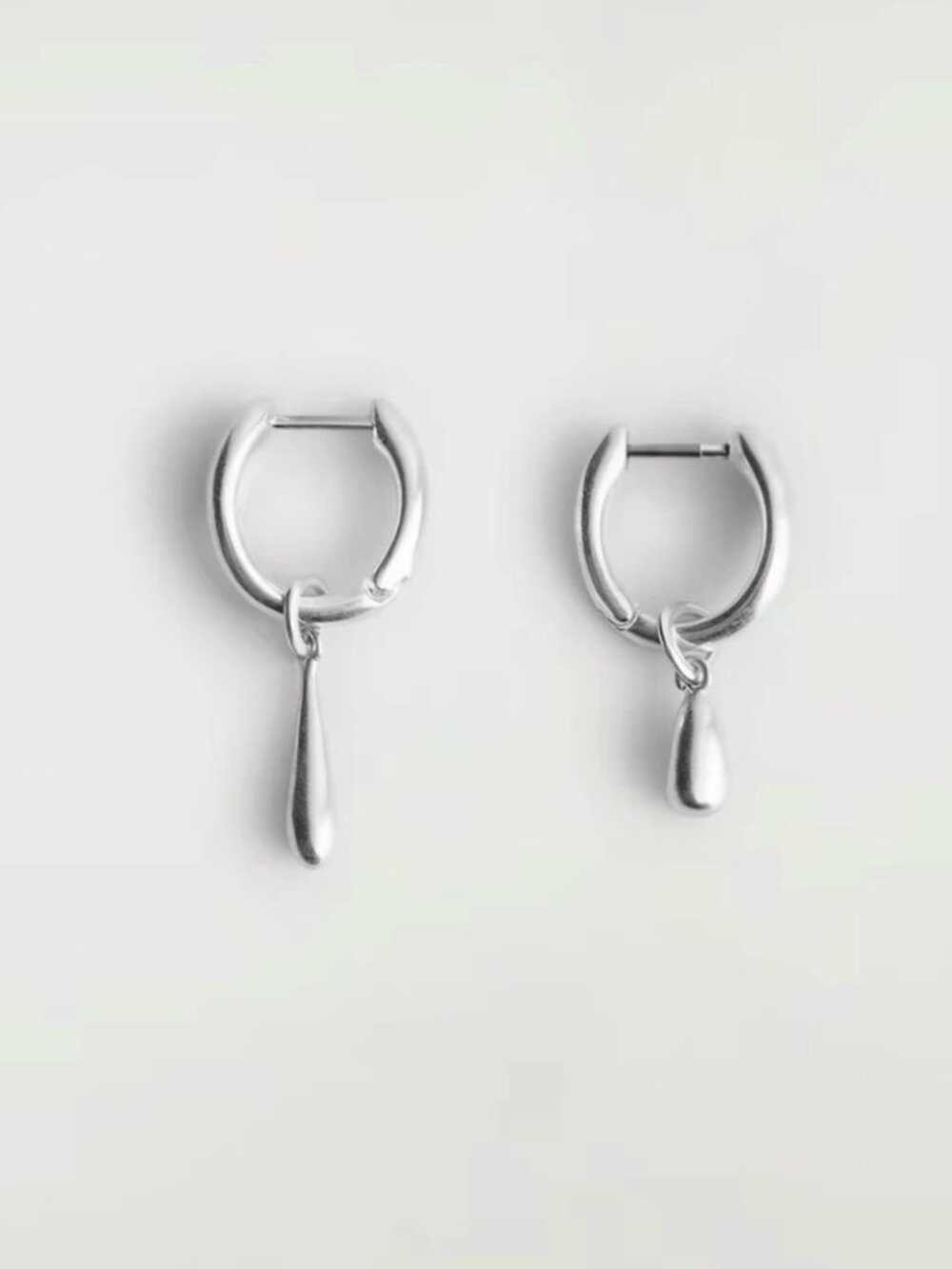 NWT COS Mismatched Teardrop Hoop Earrings Silver